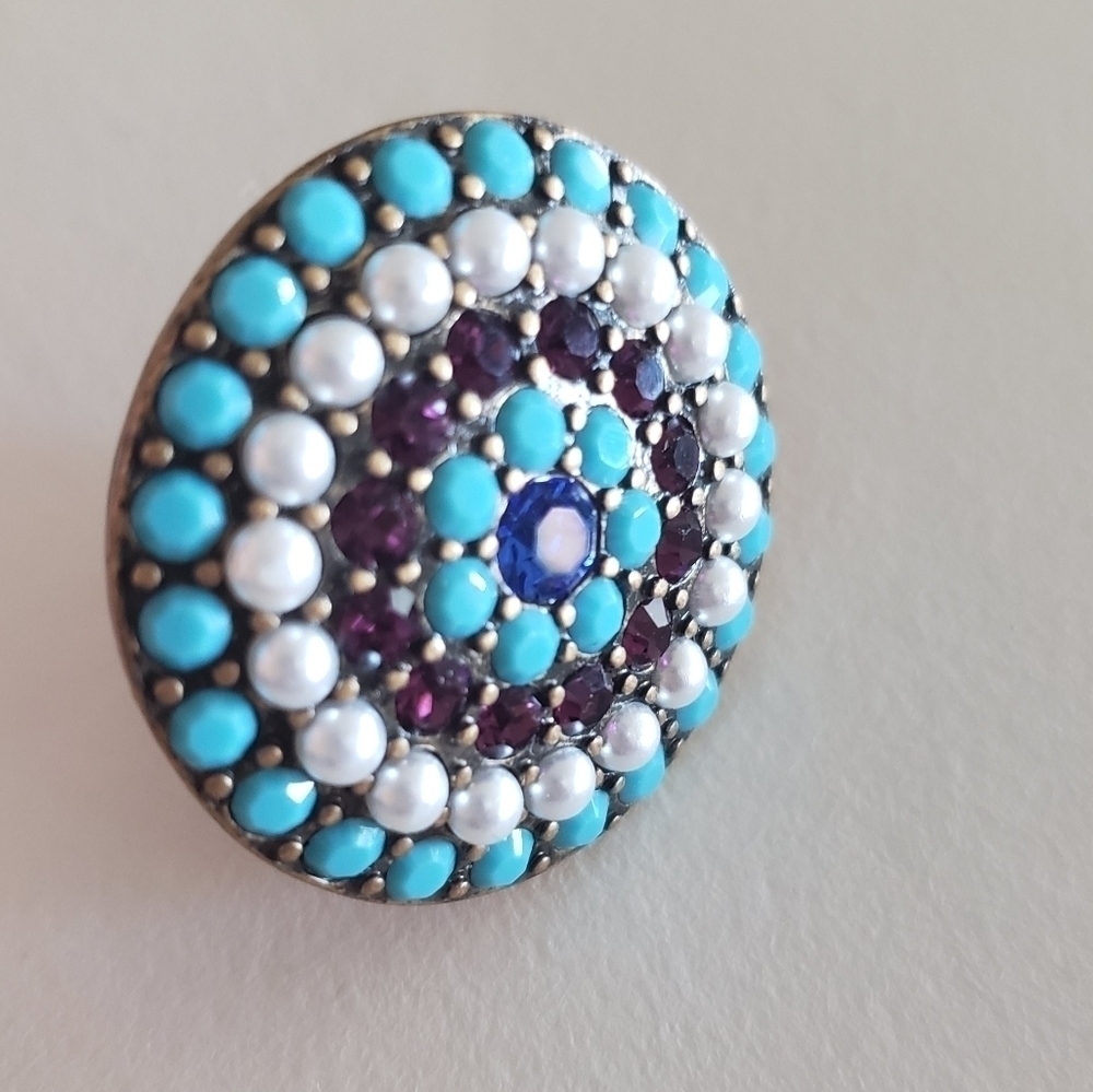 Guess gemstones chunky round ring